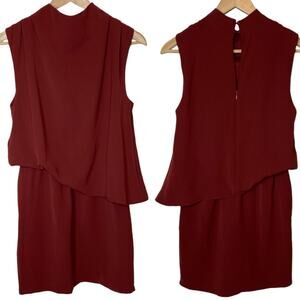 HARPER Asymmetrical Sleeveless Mini Dress Maroon size Small